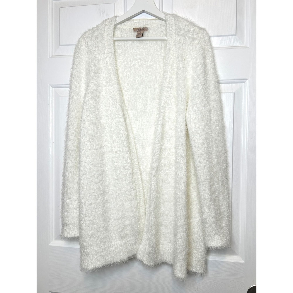 Fresh Cardigan Womens XL Fuzzy Eyelash Knit Open Front Sweater